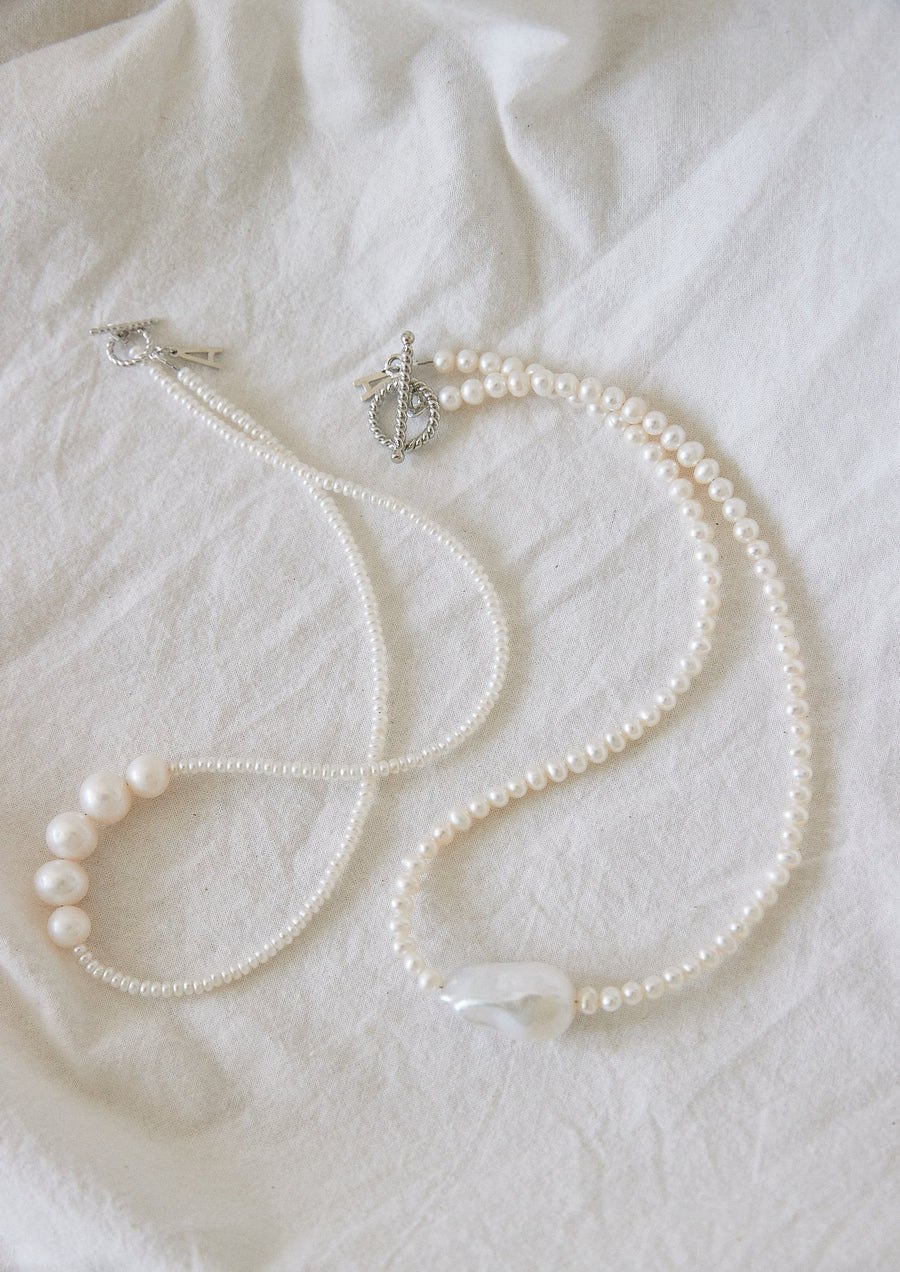 Layered baroque necklace pearl set - Alyssa
