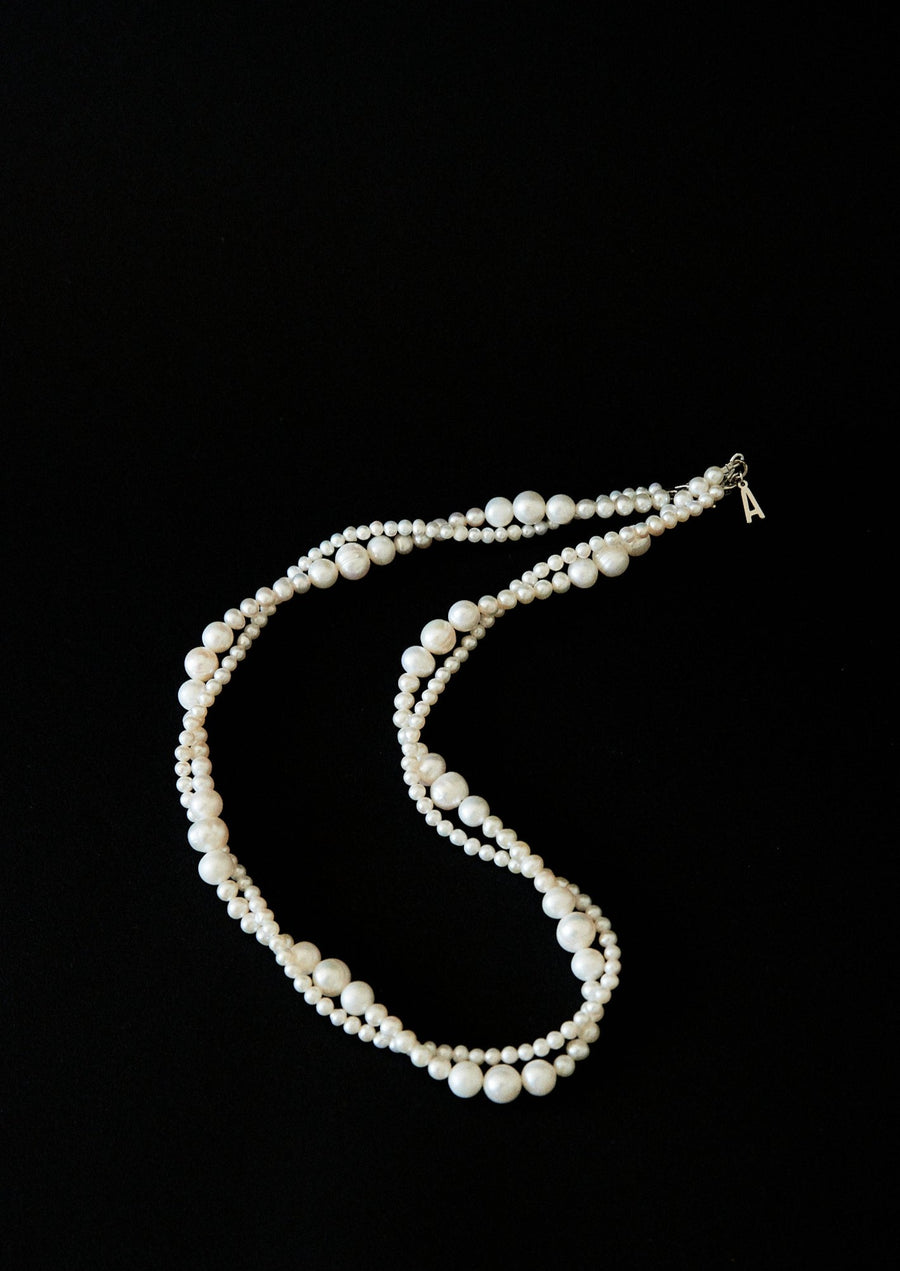 Pearl mix twist braided necklace - Alyssa