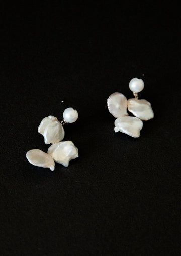 flower petal keshi pearl earrings - Alyssa