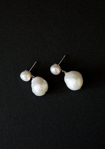 Baroque dangle drop earrings gold rhodium silver - Alyssa
