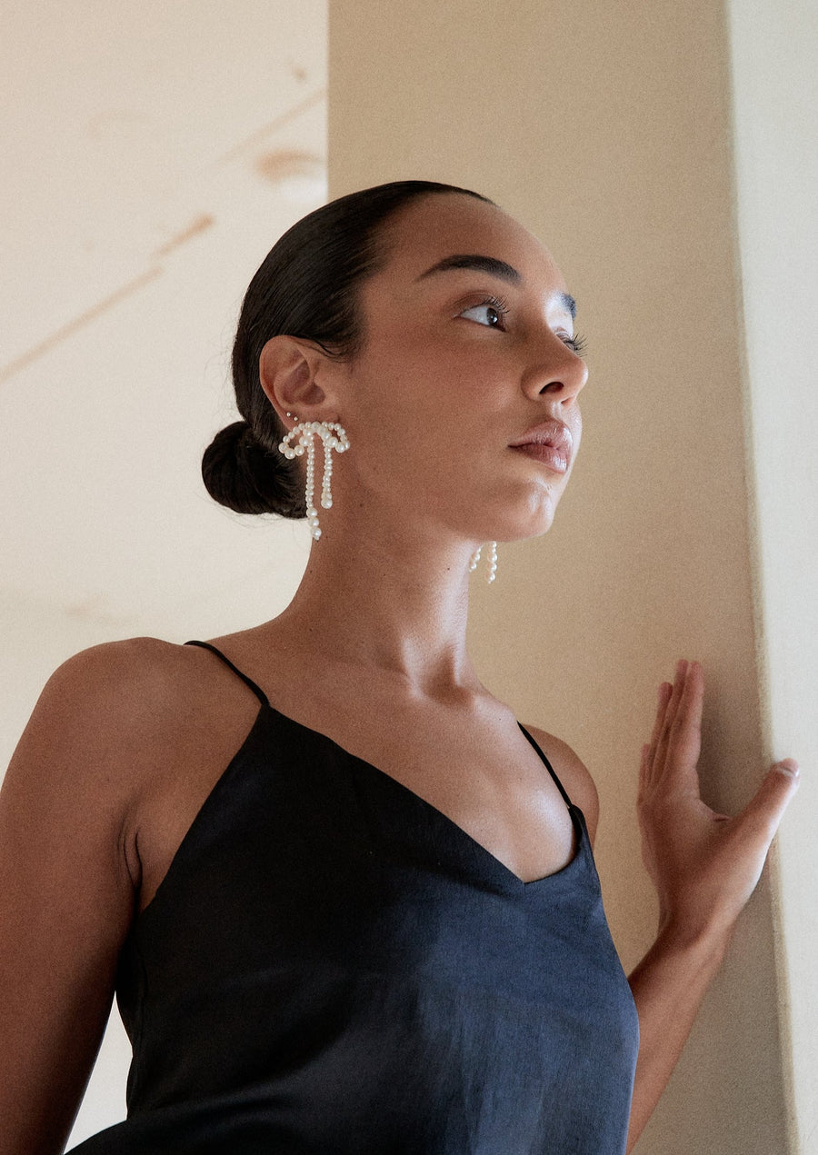 pearl bow earrings - Alyssa